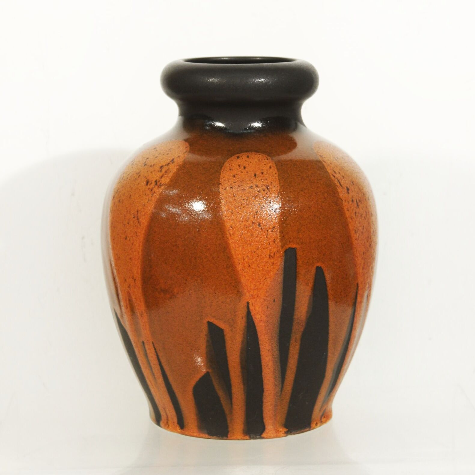 Vintage vase Fat Lava black & orange by Steuler, Germany 1960s