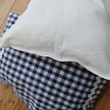Set of 2 vintage cushions, blue gingham