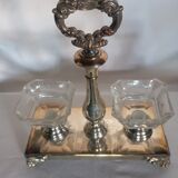 Crystal and silver-plated metal salt cellar