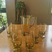 Vintage green glass lemonade set