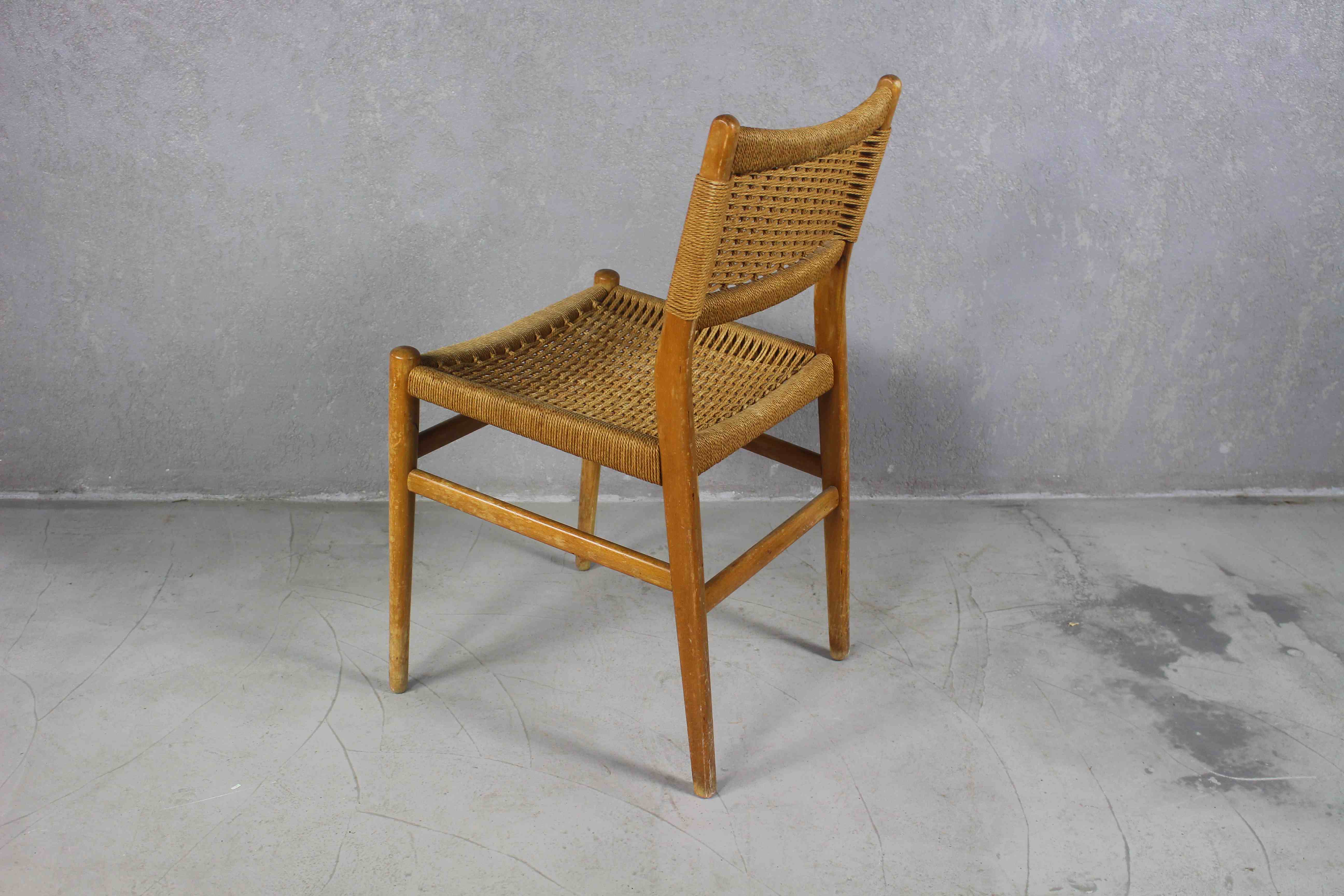 Vintage Cord Woven Chair, Denmark, 1960s