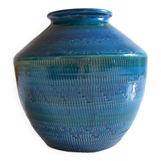 Vase ceramique 60's aldo londi bitossi blu rimini italie