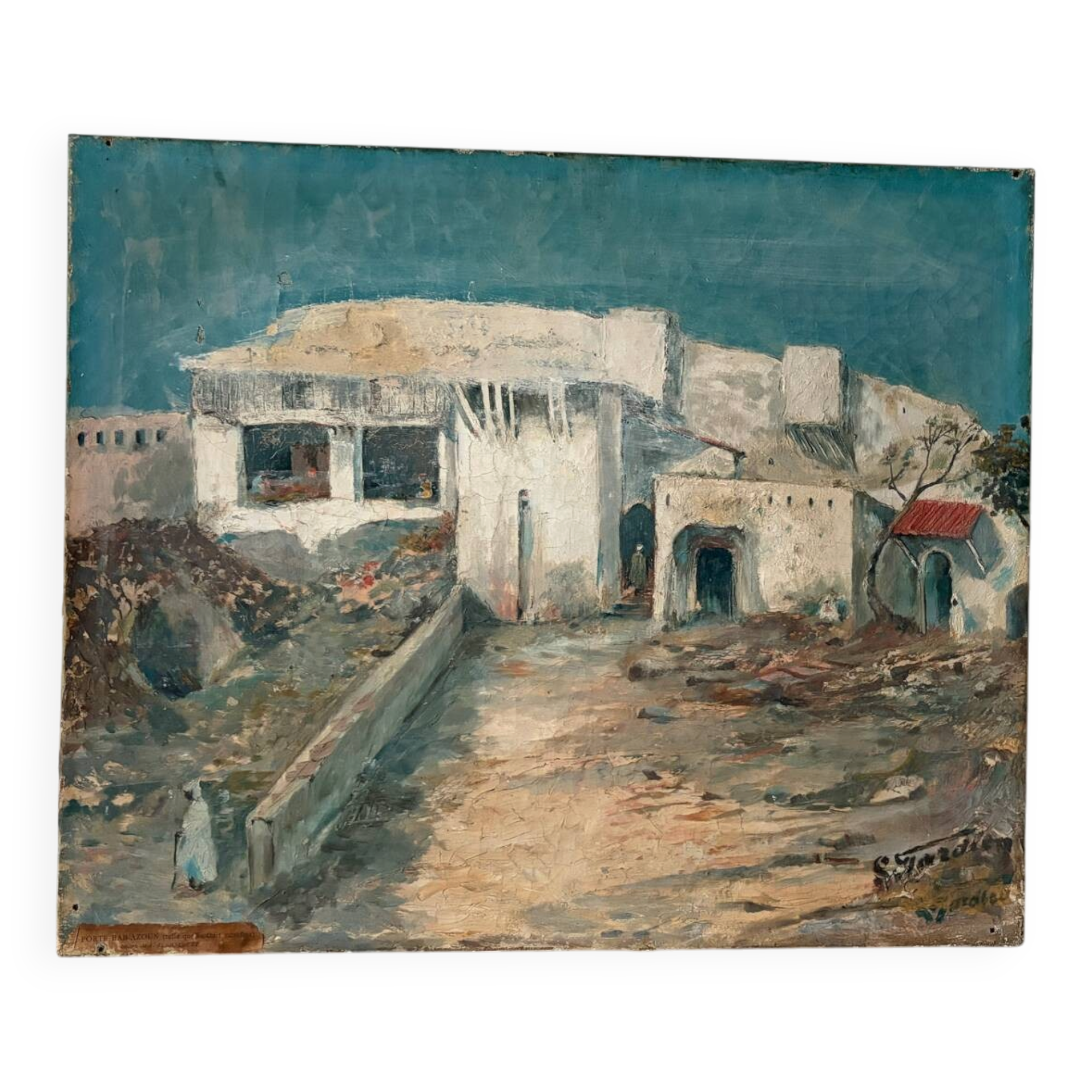Bab-Azoun Gate, Algiers, oil on canvas signed