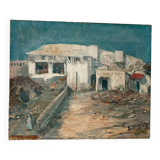 Bab-Azoun Gate, Algiers, oil on canvas signed