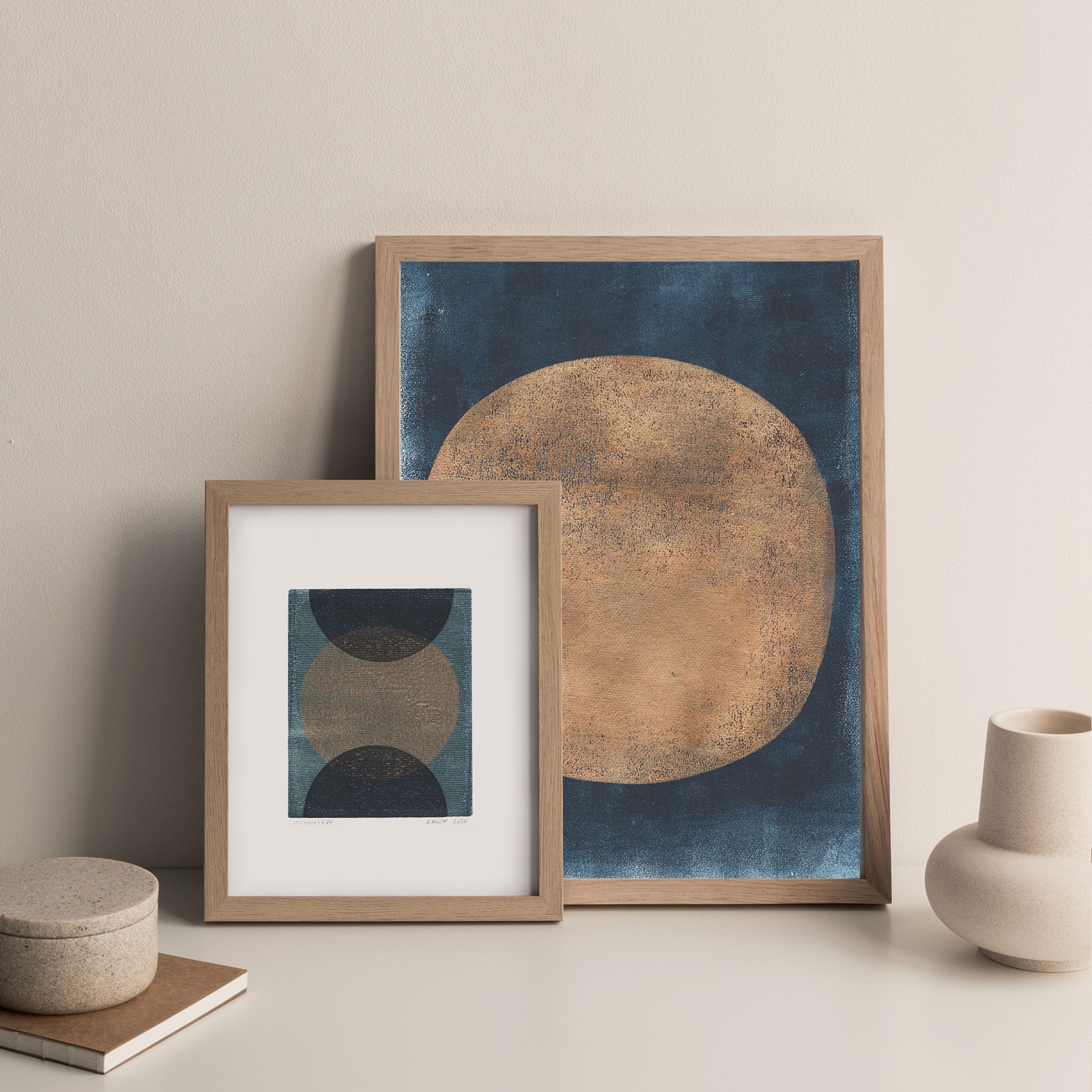 Painting on paper 30x40cm frameless single piece dated and signed on the back