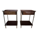 Pair of vintage mahogany bedside tables - bedside lamps