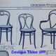 Set of 4 chairs Thonet N°19 canned to nine still unbleached, Engelstuhl 1880.