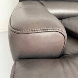 Antique buffalo leather sofa and pouf, de sede n' 18 design, from the 80s