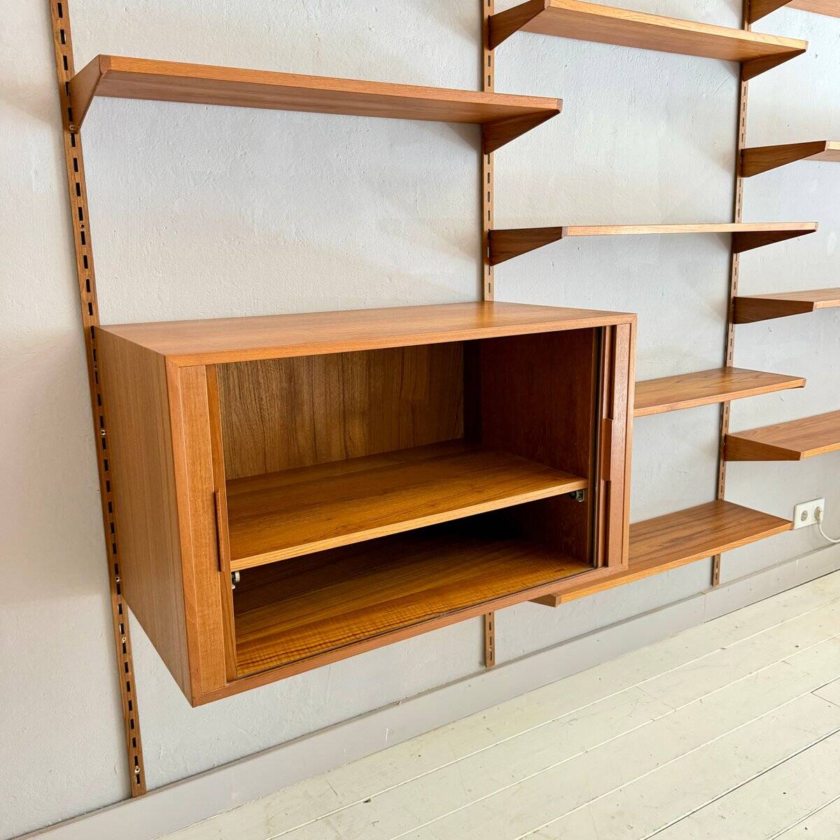 Large modular teak wall system by Kai Kristiansen, Denmark, 1960s