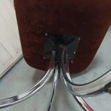 Set of 6 chrome velvet bucket chairs from the 70s
