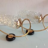 Pair of brass sconces and structured tulip glass 60/70s