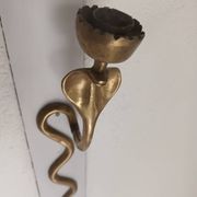 Bronze cobra candle holder wall sconce