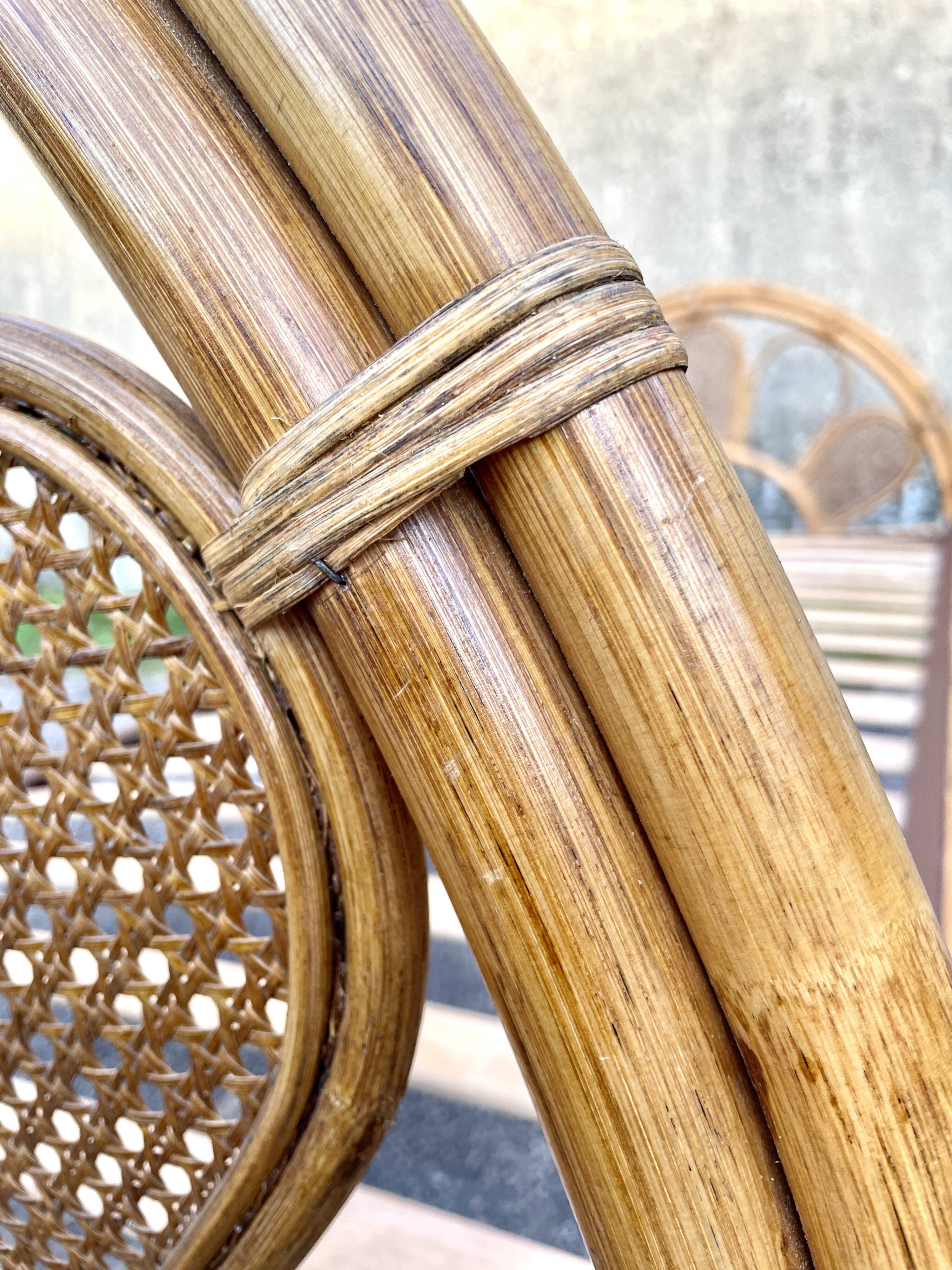 Single rattan and peacock cane bed