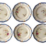 6 grandes assiettes plates anciennes en faïence de LONGCHAMP