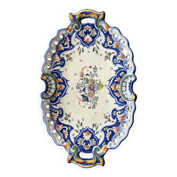 Oval dish with Desvres Fourmaintraux Rouen decoration