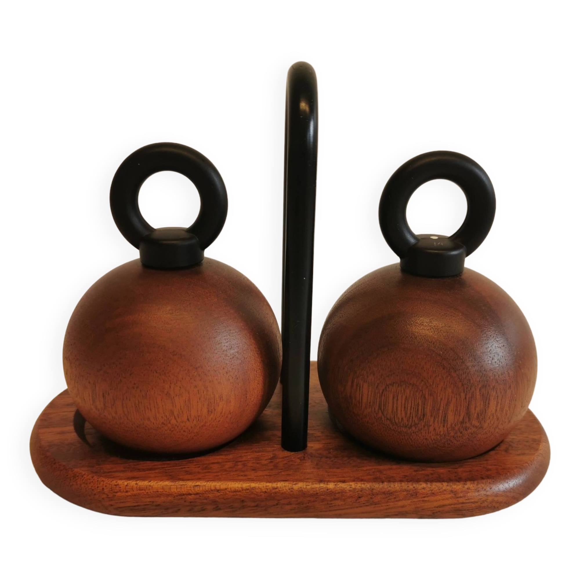A set of pepper and salt mills designed by C Jörgensen for Bodum Denmark. late 20th century.