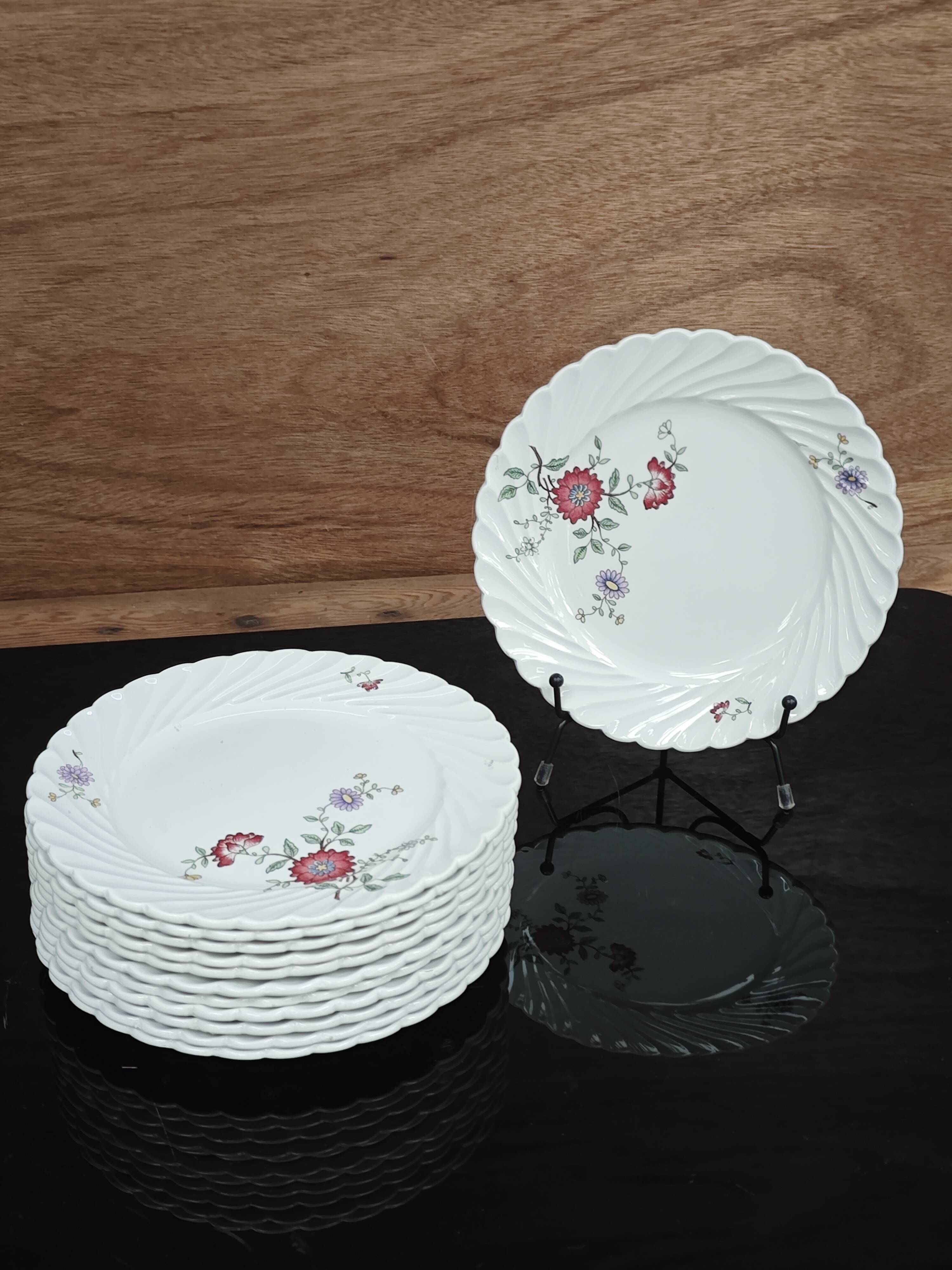Lot de 6 assiettes à dessert KG Lunéville Service Fleurs des Indes