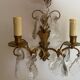 2 vintage bronze wall lights with pendants