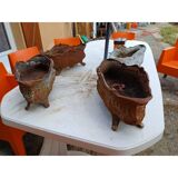 Set of 4 cast iron planters from 1900 from Charleville - Mézières, rockery style