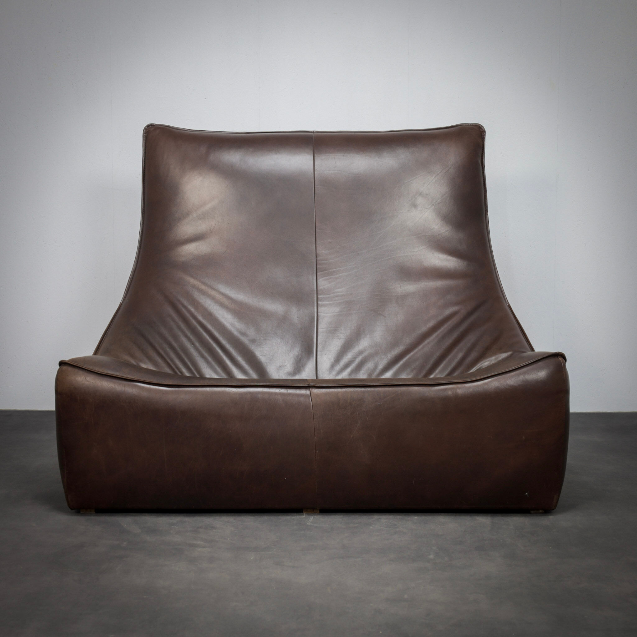 "The Rock" leather 2-seater sofa by Gerard van den Berg for Montis (1970s)