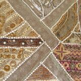 Wall hanging decoration in fabrics, embroidery and pearls