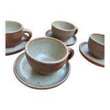 Set of 4 stoneware cups and sub-cups - vintage