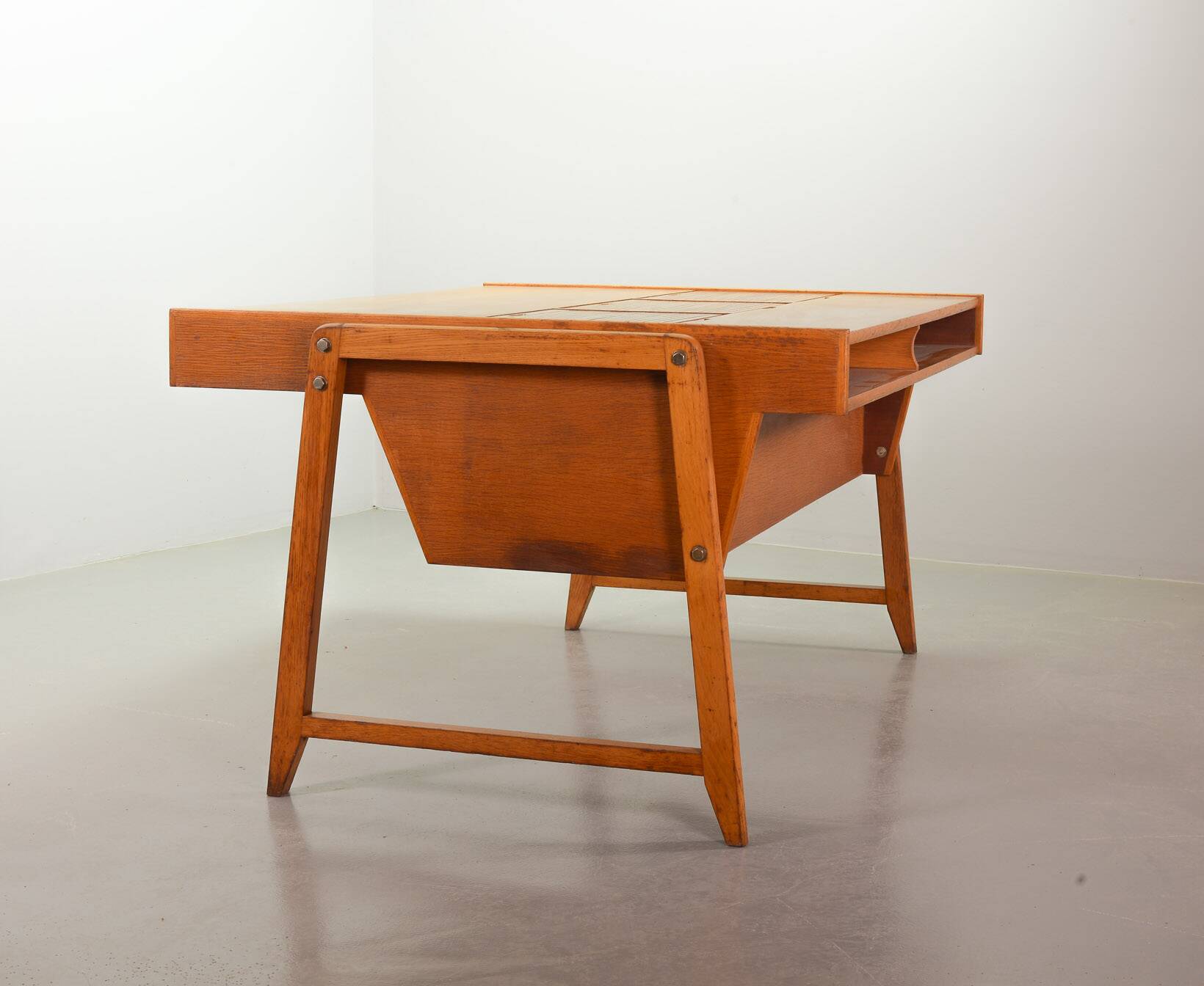 Clausen and Maerus Oak Wooden Design President Writing Desk for Eden 1960s