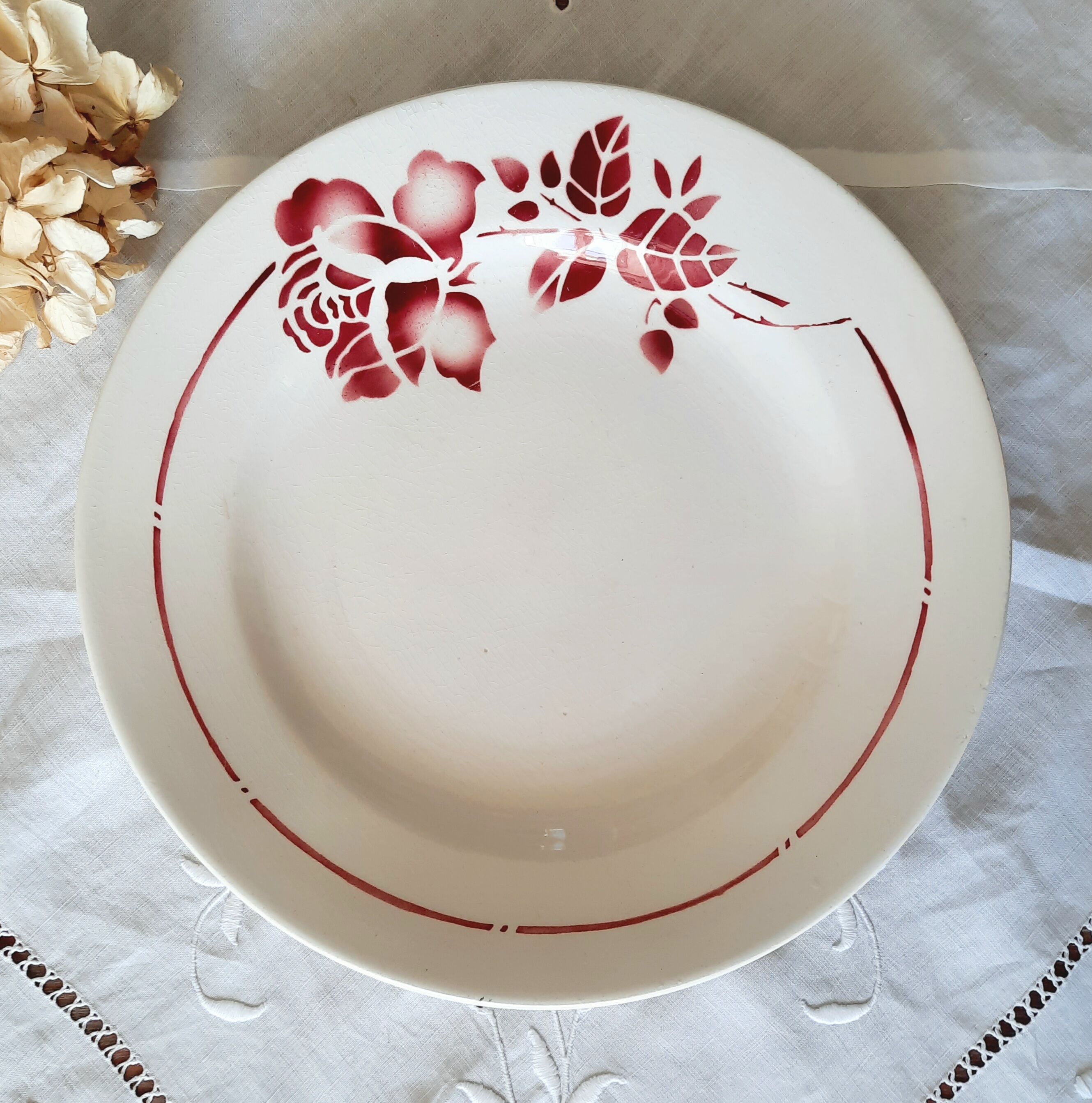 Old flat plates mismatched in earthenware