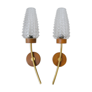 Paire appliques vintage 1960 bois