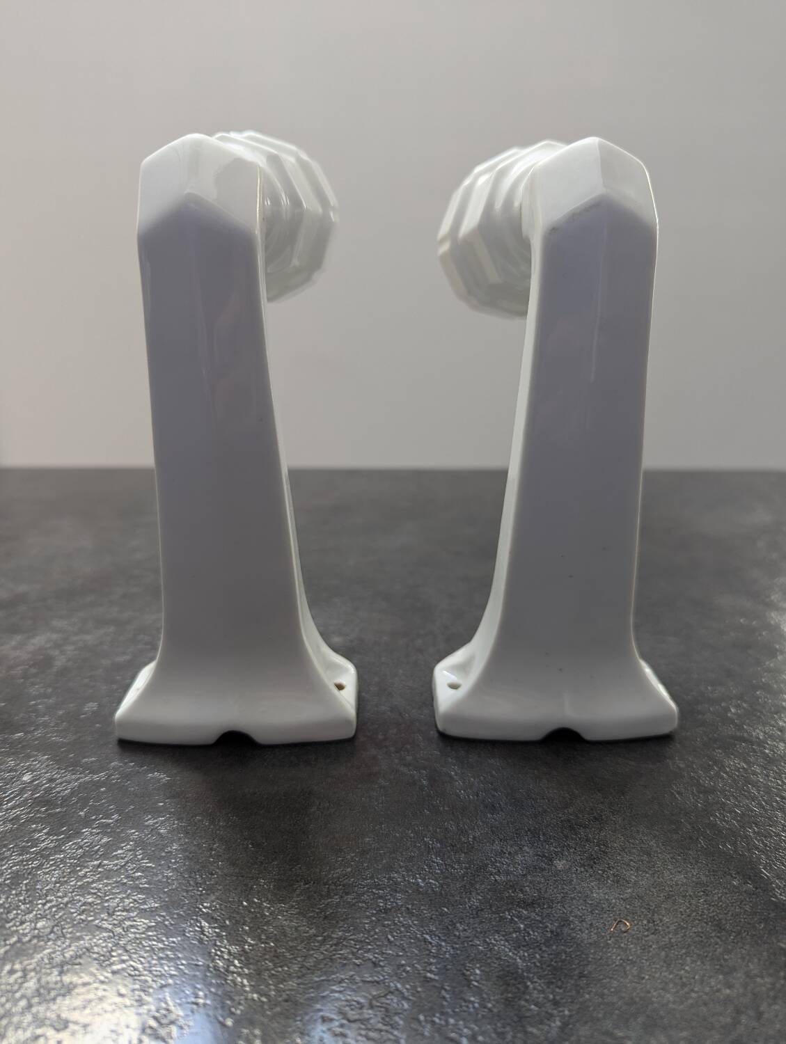 Lot of two porcelain wall lights 1930 Art Deco bathroom
