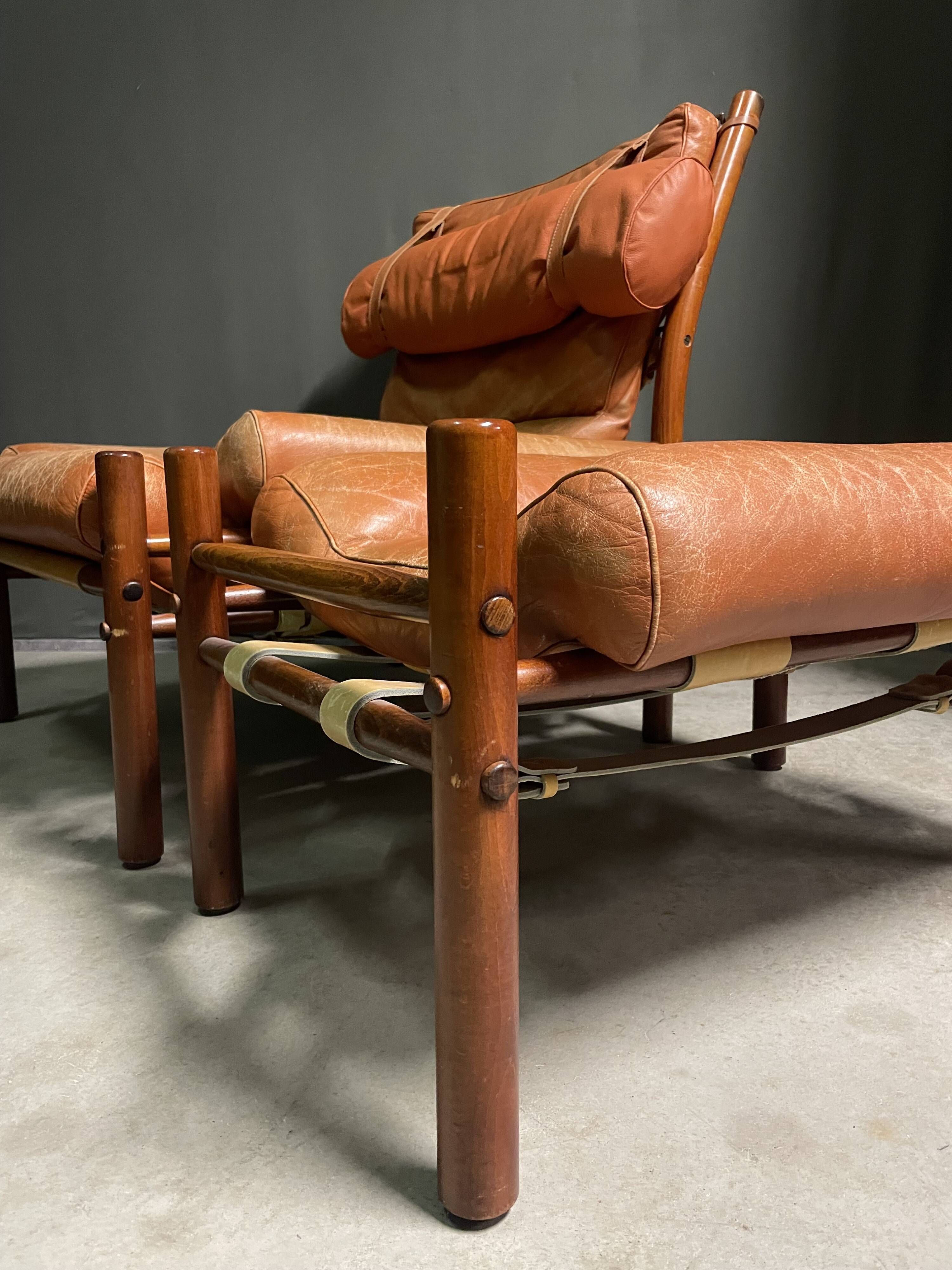 Arne Norell Inca Lounge Chair and footstool Sweden 1960's