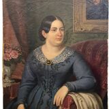 Oil painting on canvas, portrait. Biedermaier artist