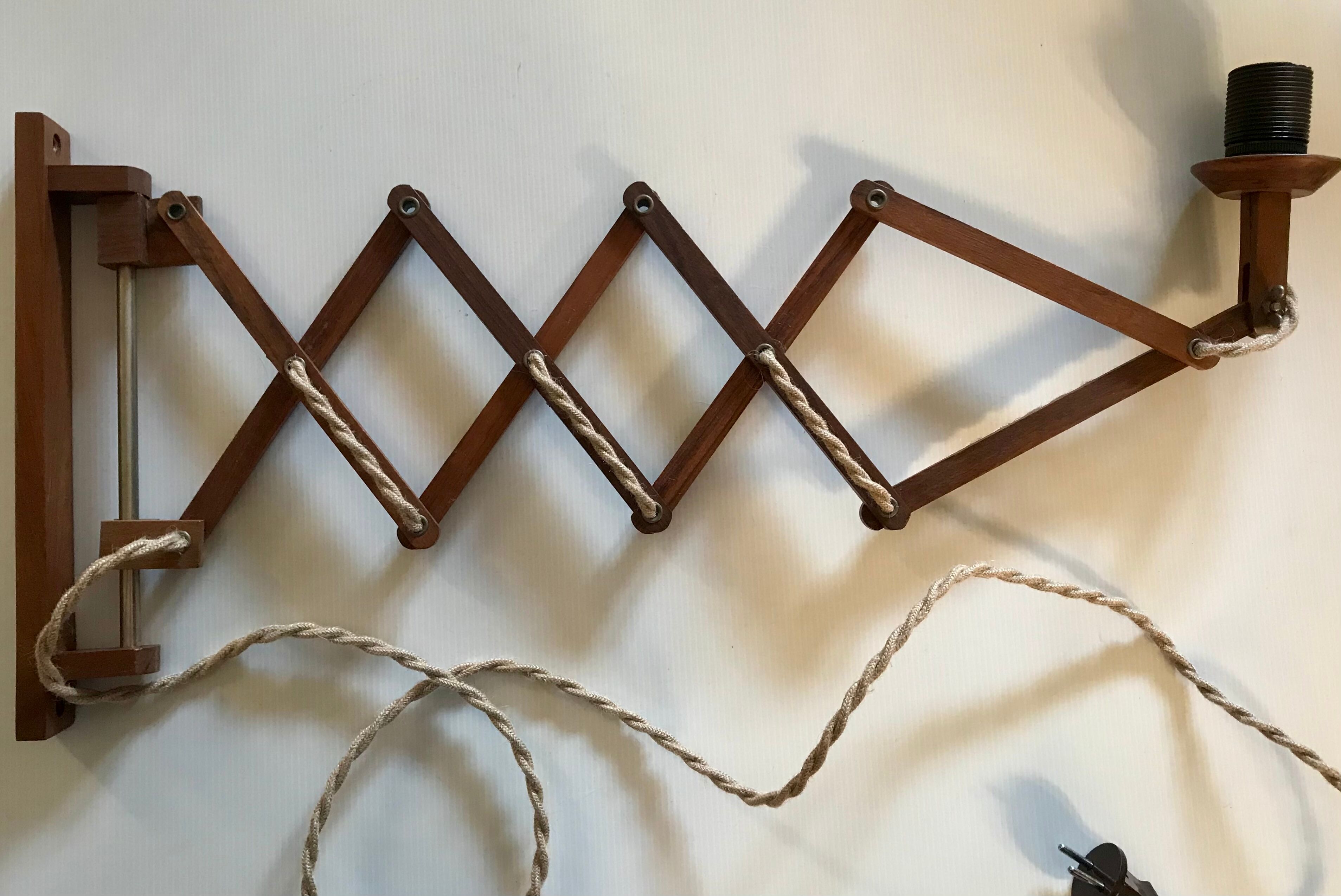 Scandinavian teak scissor lamp