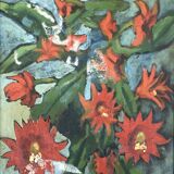 Modernist red flower painting