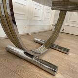 Table basse chrome et laiton Italie 1970