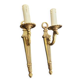 Pair of bronze wall sconces in Empire style