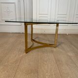Table basse en métal doré, 1970s