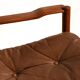 Scandinavian teak and leather lounge set with two armchairs and ottoman