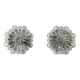 Mid Century Modern Germany Cut Glass Flush Mount Set 60s Bubble Flower Set