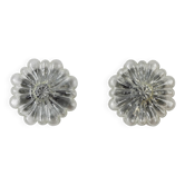 Mid Century Modern Germany Cut Glass Flush Mount Set 60s Bubble Flower Set
