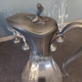 Carafe service 6 crystal and pewter flutes