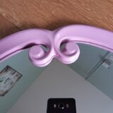 Miroir ovale 49x39 cadre en fonte émaillée rose Art Déco