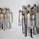 Pair of Venini wall sconces, 2 levels, Murano glass, Italy, 1970.