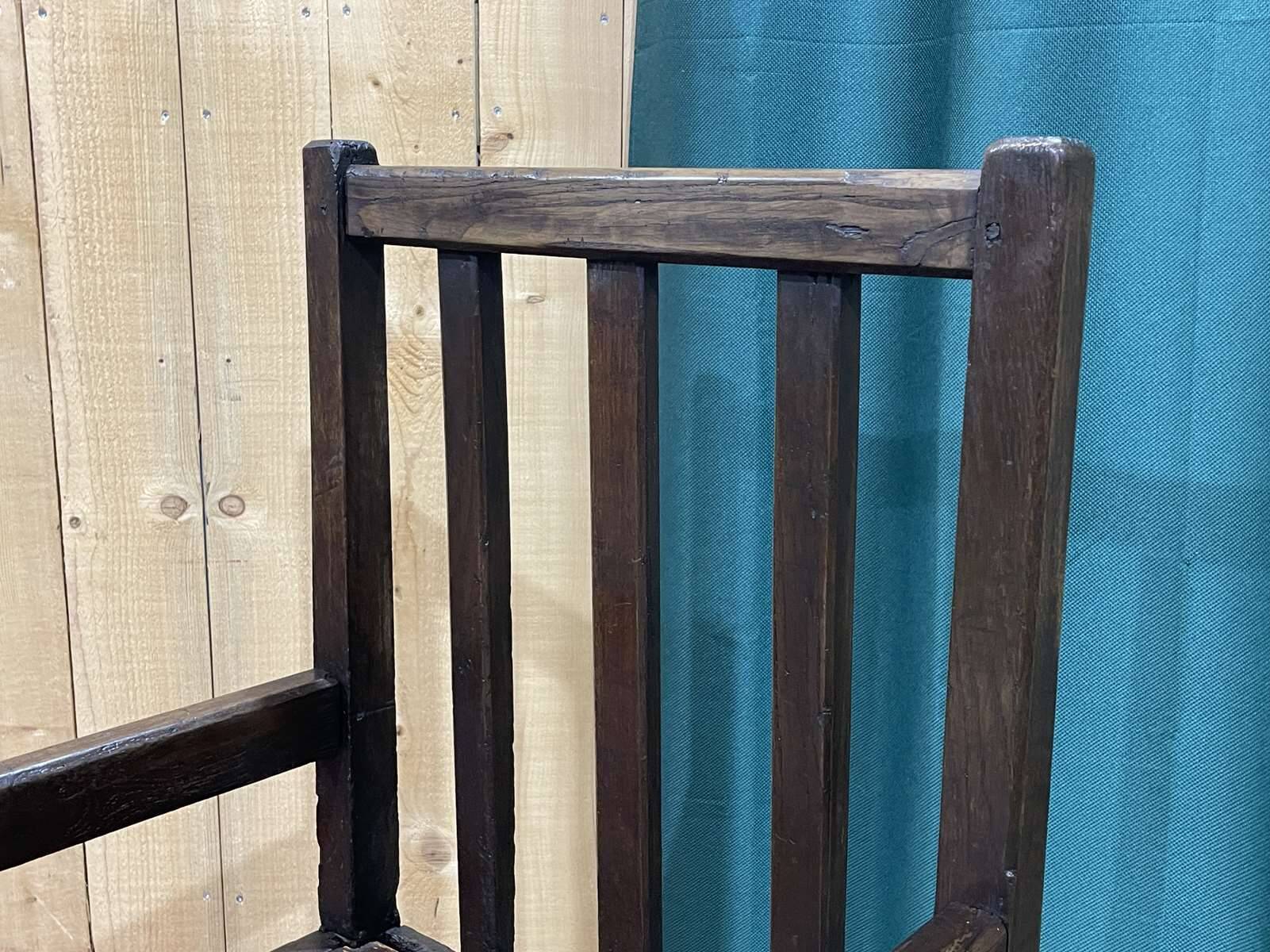 19th century Breton fireplace bench in oak, fir and chestnut