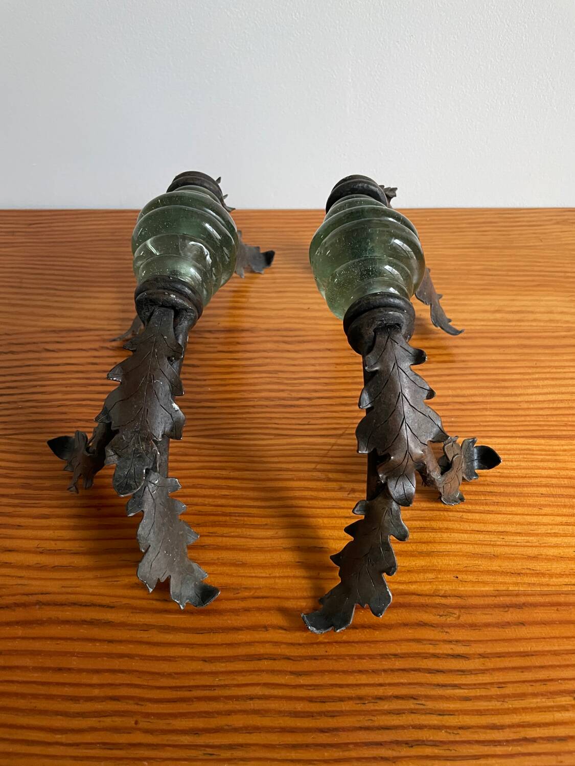 Wrought iron and glass door handle