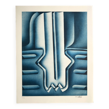 Jacques poli, the fire iii, 1978. original lithograph signed in pencil.