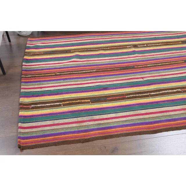 Vintage Turkish Oushak Handmade Wool Cotton Beige Kilim Area Rug 167x231