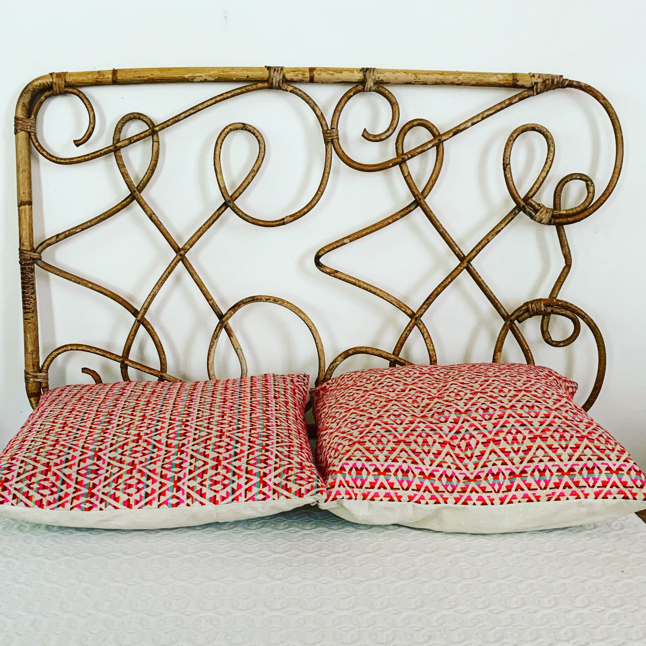 Vintage rattan headboard