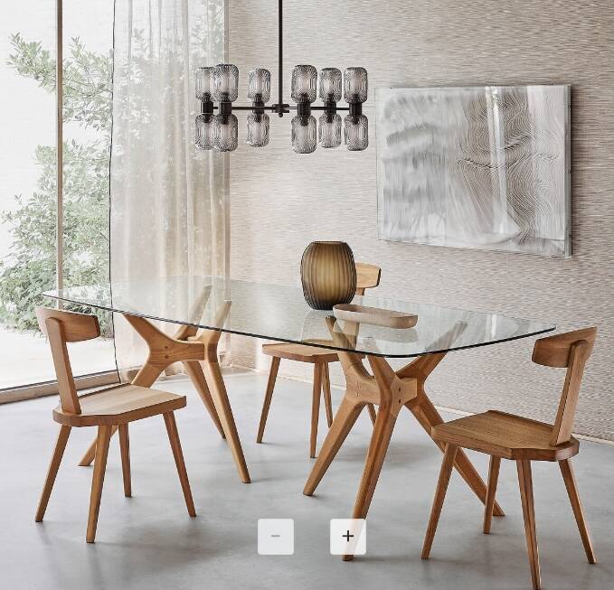 Rectangular glass and oak table, Maricielo 8 Seats - AM PM - L220 x H75