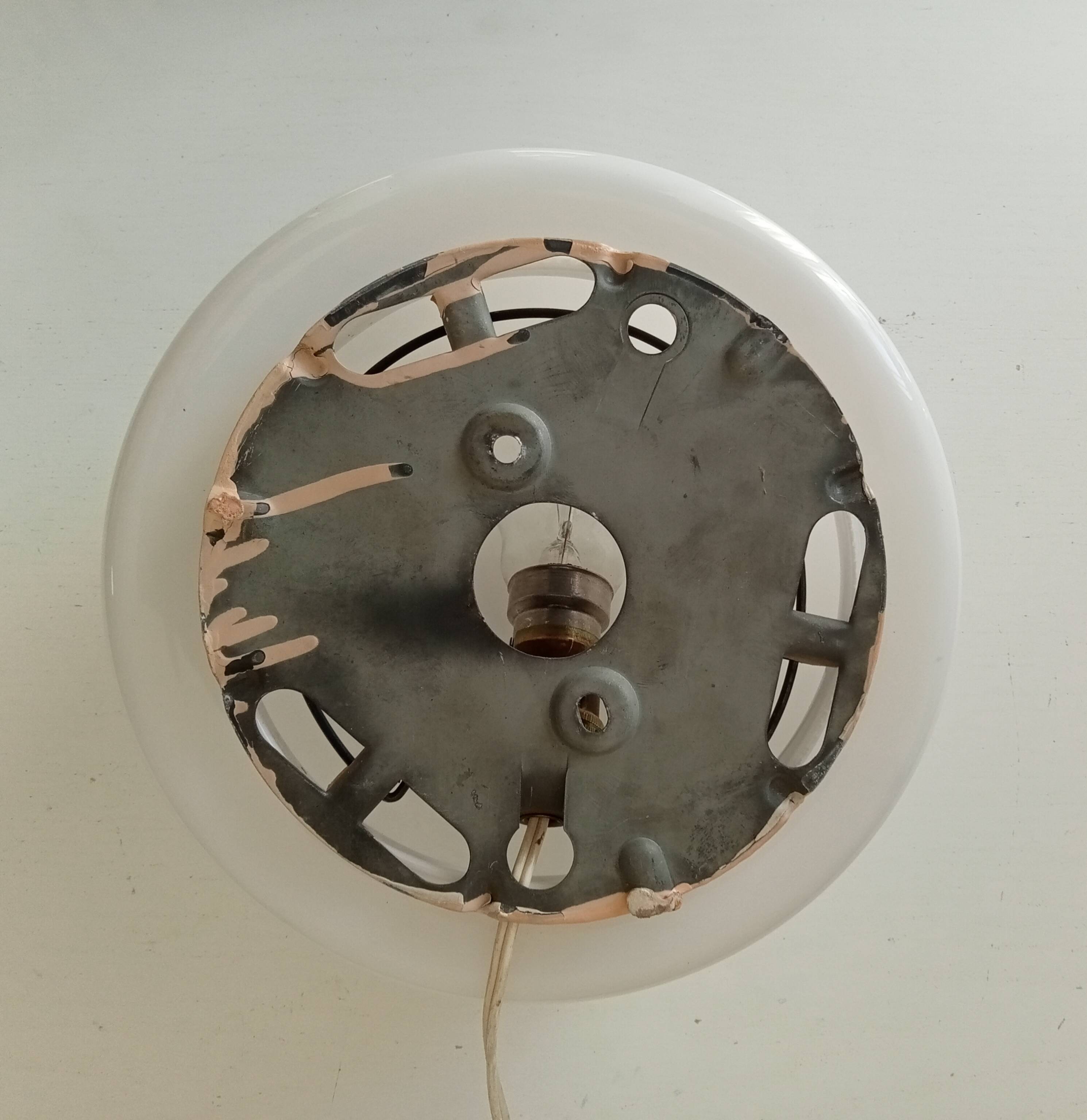 Vintage 60s ceiling light in milky white opaline